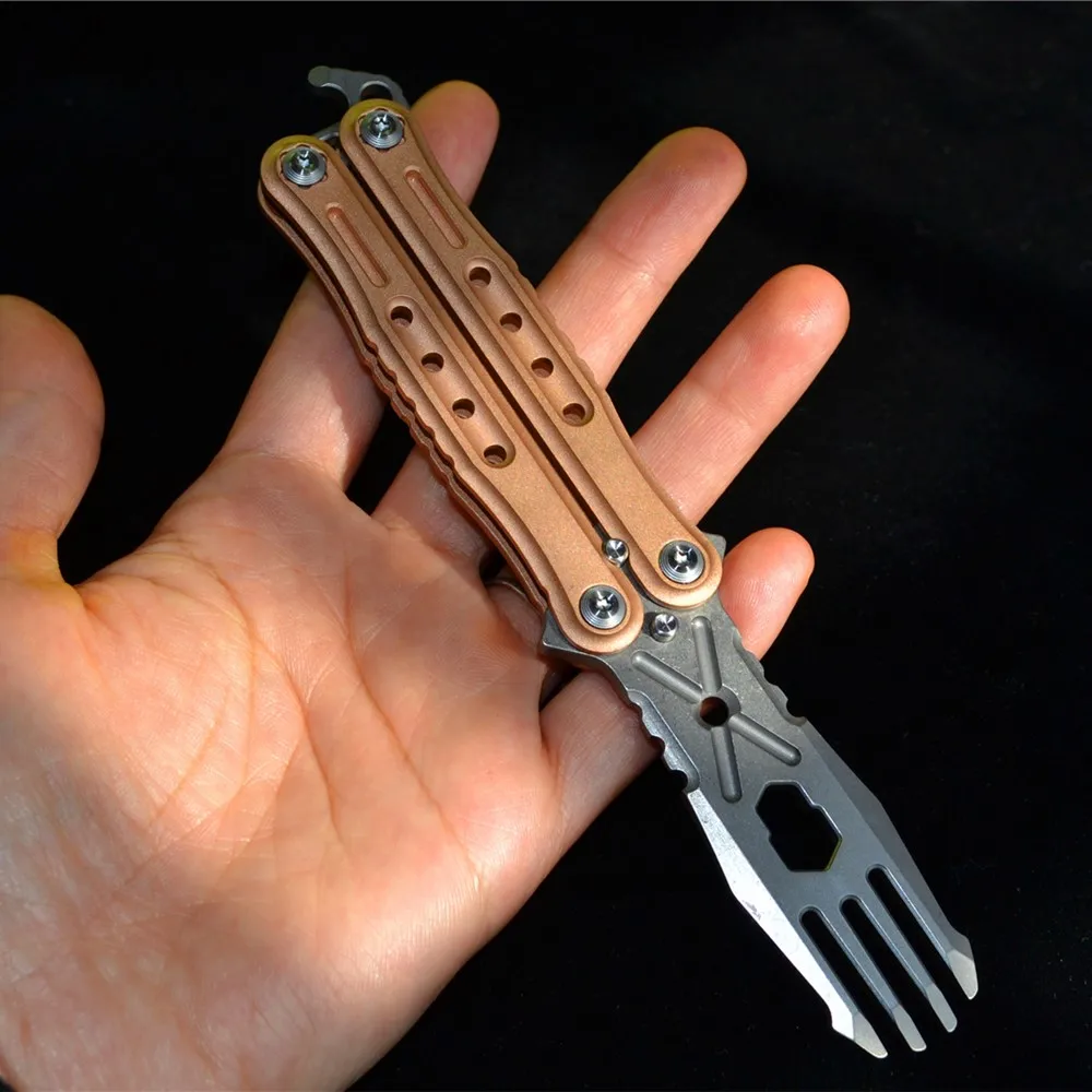 Bronze Handle Titanium Fork EDC Camping Multi Tool MOYE Works Baly Version2 | Outdoor Tableware