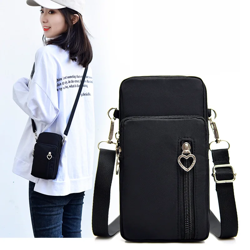 

Small Cute Women Phone Sling Handbag Shoulder Bags Travel Crossbody Bag Zipper Organizer Neck Pouch Three Layers Purse