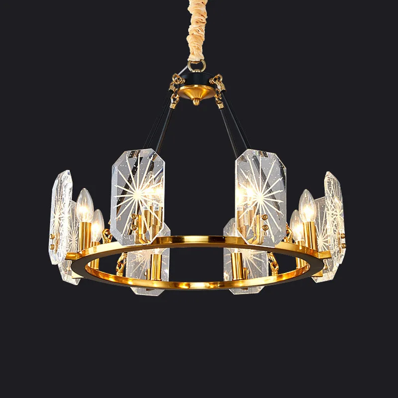 

Crystal Luxury LED Chandelier Lighting For Living Room Villa Restaurant Round Hanging Lamp Postmodern New Home Art Chandeliers