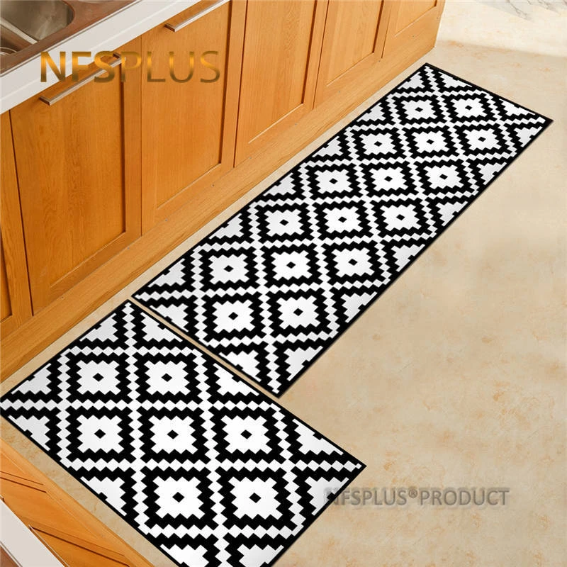 2PCS/SET Kitchen Carpet Floor Mat Rugs 40x60cm & 40x120cm Polyester Fiber Geometric Designs PVC Dots Anti Slip Door Doormat|Коврик| |
