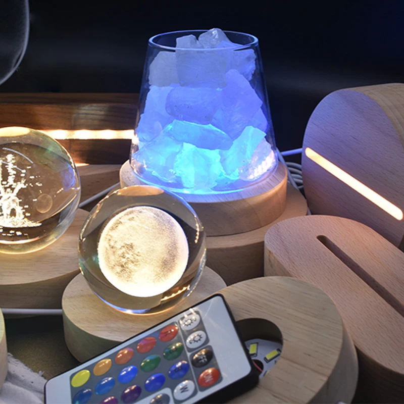 

LED Wooden Crystal Ball Stand Holder with Light Gemstone Egg Support Base Ornaments Crystal Ball Decor Display Stand Pedestal