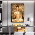 Холст с изображением Будды золотого цвета, Настенная картина, Картина на холсте, скандинавские постеры и аксессуары для декора гостиной