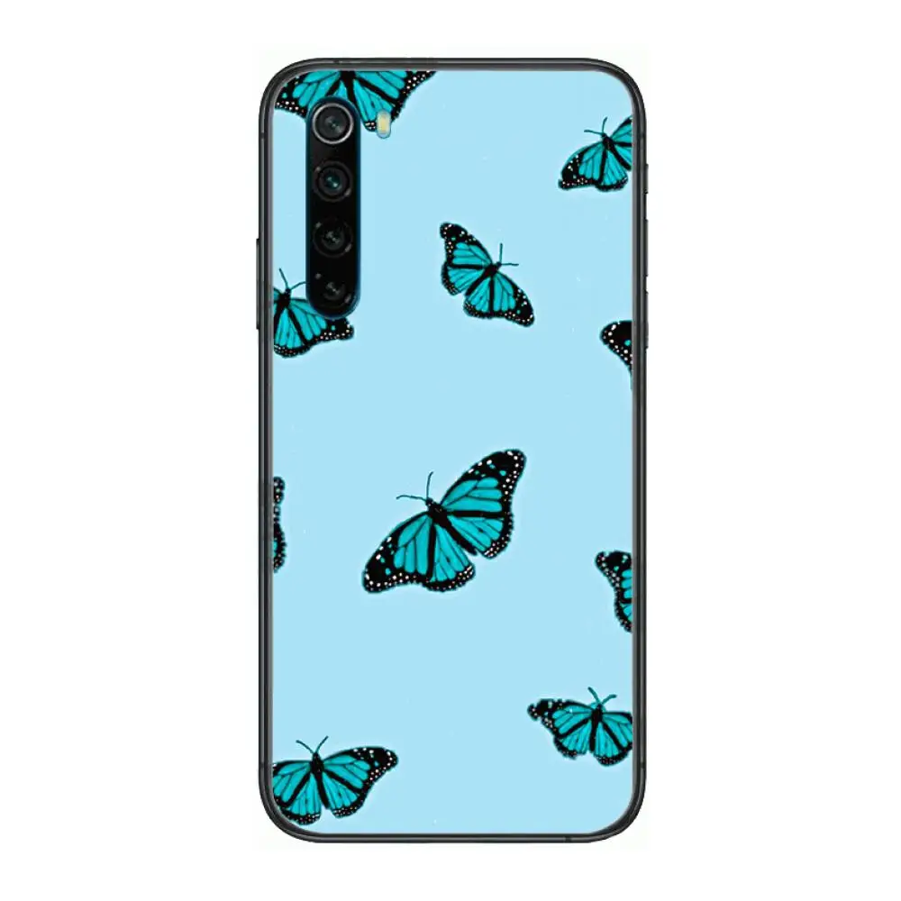 

Sky & Butterfly Pattern cartoon Phone Case For XiaoMi Redmi Note 9S 8 7 6 5 A Pro T Y1 Anime Black Cover Silicone Back Pretty