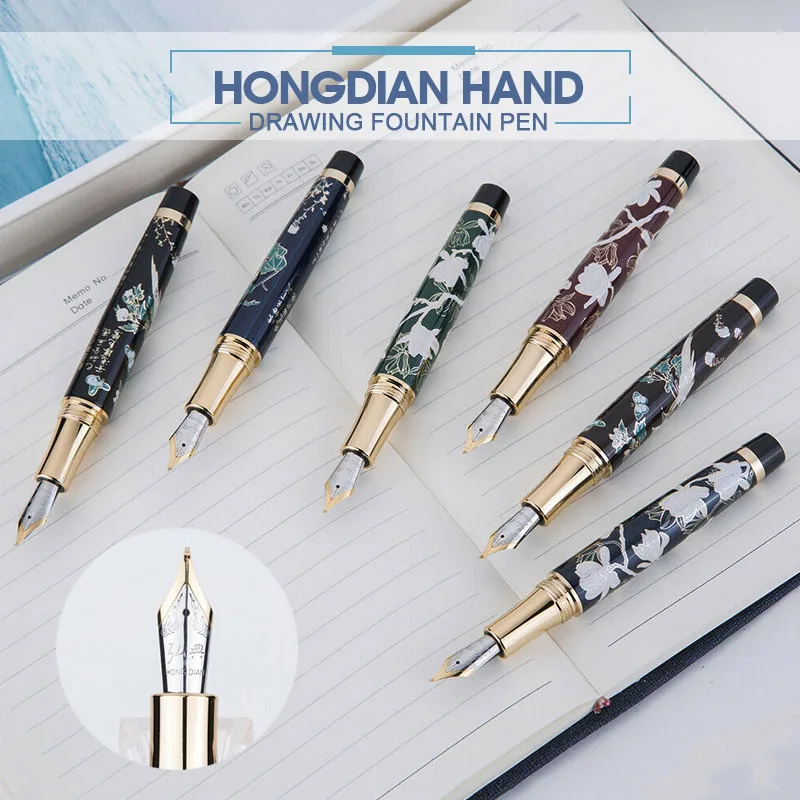 HongDian перьевая ручка для ручного рисования синяя сорока F Перо 0,5 мм перьевые ручки подарок офисный бизнес письменный набор канцелярские принадлежности