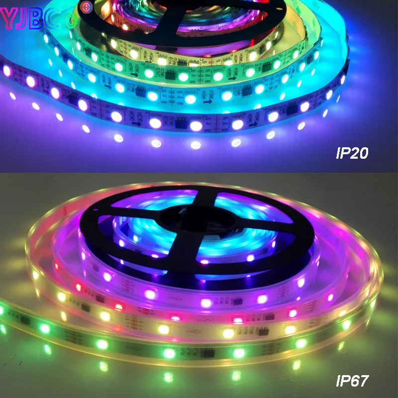 WS2818 пикселей RGB светодиодный светильник 5 м DC12V адресуемый двойной сигнал