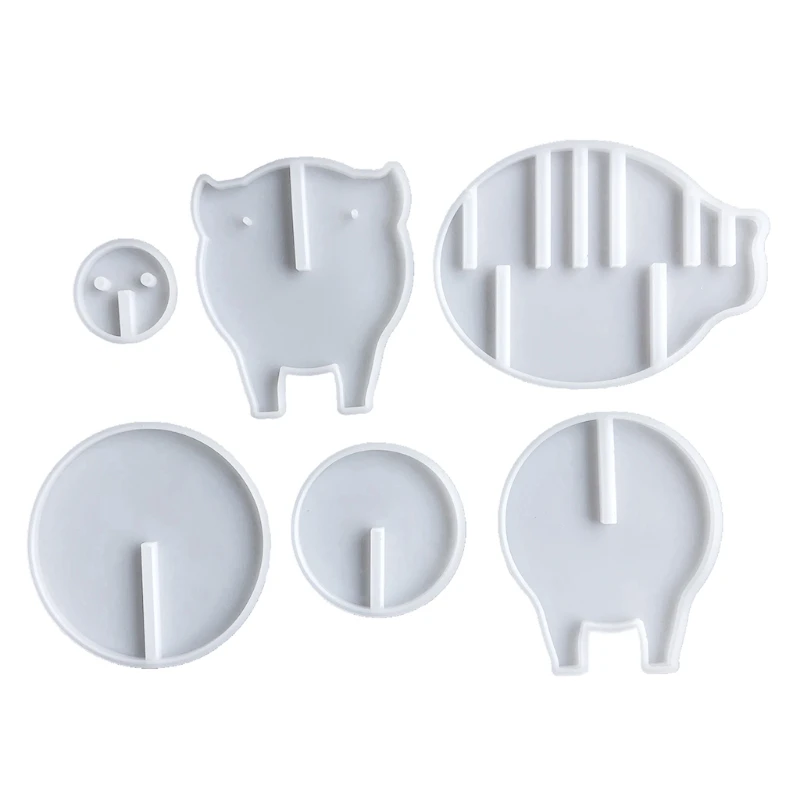 

6 Pcs Piggy Coaster Epoxy Resin Mold DIY Cute Pig Cup Mat Mug Pad Silicone Mould