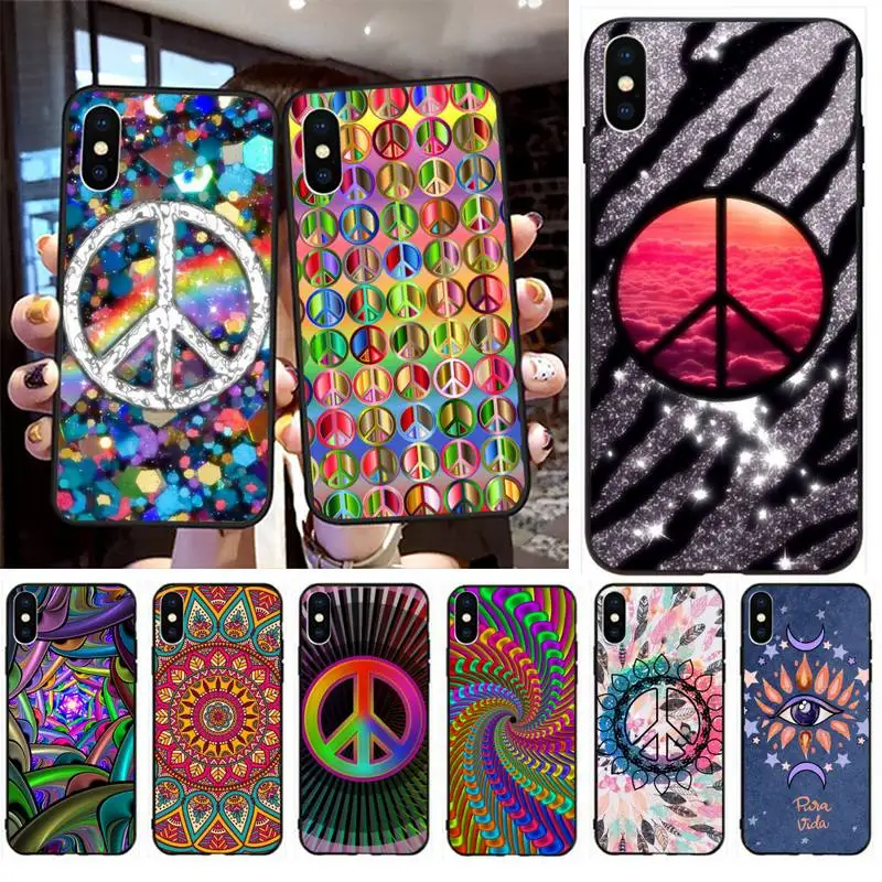 

Hippie Style Phone Case Silicone Cover for Iphone 5 5s se 6 6s 7 8 11 12 X Xs Xr Pro Plus Max Mini
