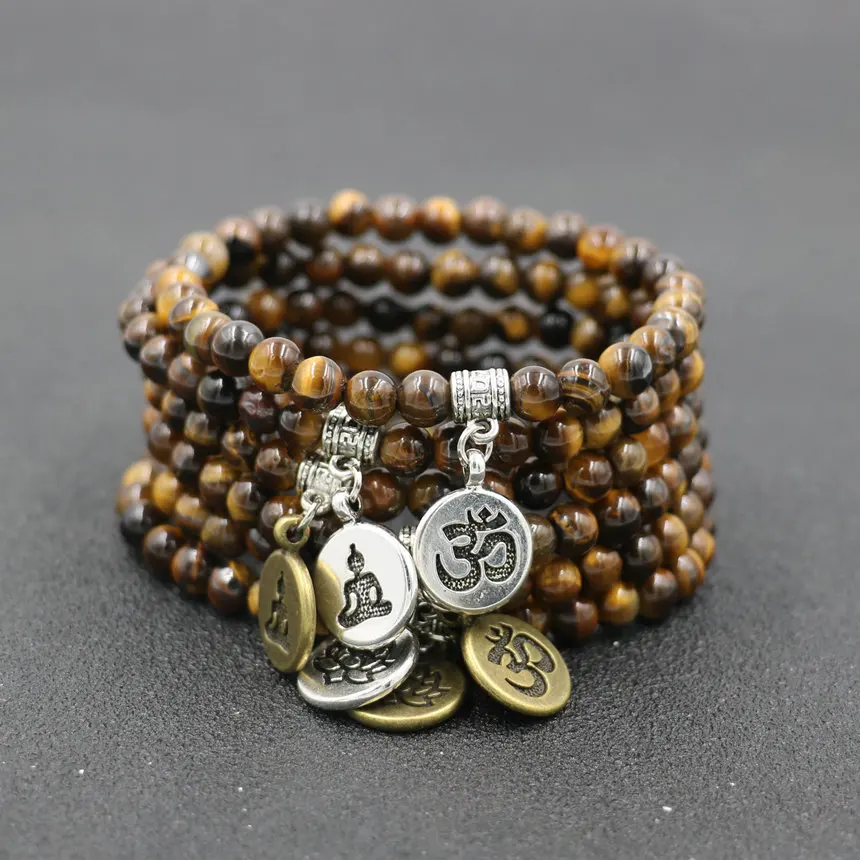 Минималистичные 6 мм бусины из натурального камня браслет Будды лотоса тигровые