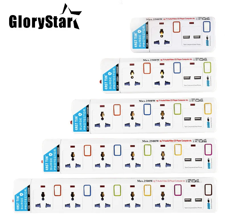 Мощность полосы 1 8 м Универсальная розетками переменного тока разъем 2 Порты USB