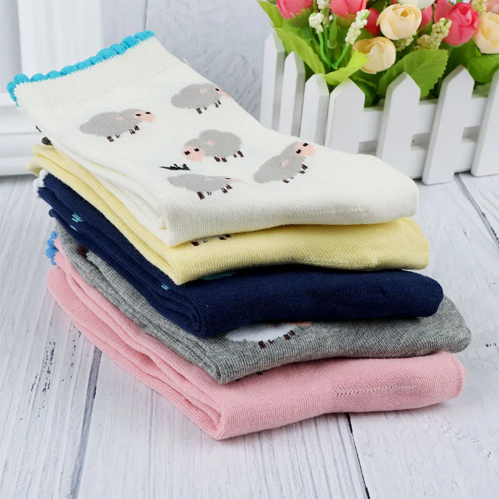 Милая мультяшная овечка дизайн женские хлопковые носки для девочек зима-осень