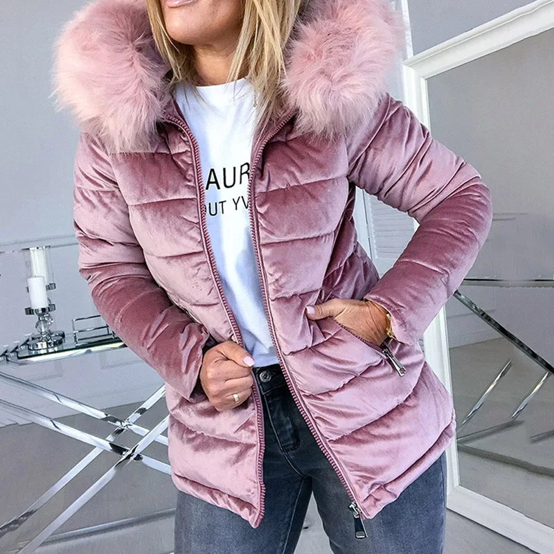 

Casual Teddy Coats Women Winter Padded Windbreaker Jacket Warm Cotton Velvet Faux Fur Hooded Outerwear Parka Oversized Coat Pop