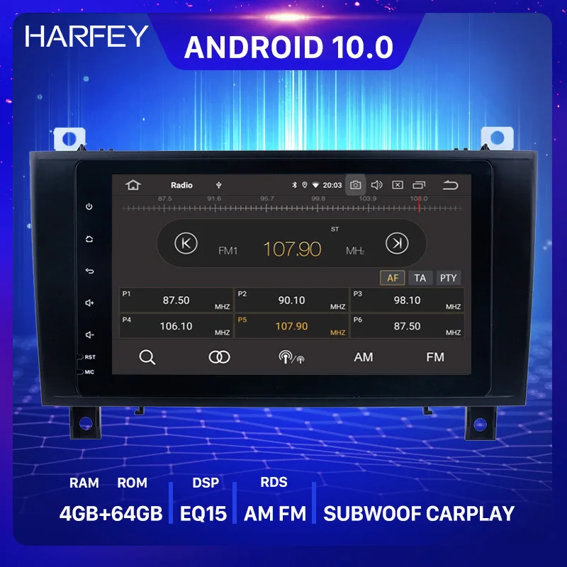 Автомагнитола Harfey Android 10 0 4 + 64 ГБ GPS стерео для Mercedes SLK Class R171 SLK200 SLK280 SLK300 SLK55 2000 2011