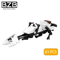 bzb moc 69562 space battle speed car white flying bicycle high tech car model building block dove children birthday gifts toys