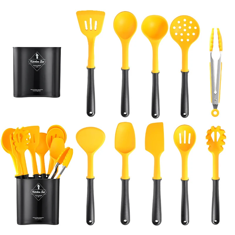 

2021 Silicone Kitchenware Cooking Utensils Set Heat Resistant Kitchen Non-Stick Cooking Utensils Kitchen Tools With Storage Box