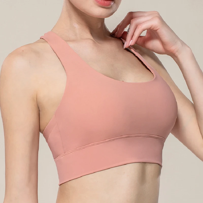 Розовый топ для фитнеса женское нижнее белье нейлон сексуальный на бретелях