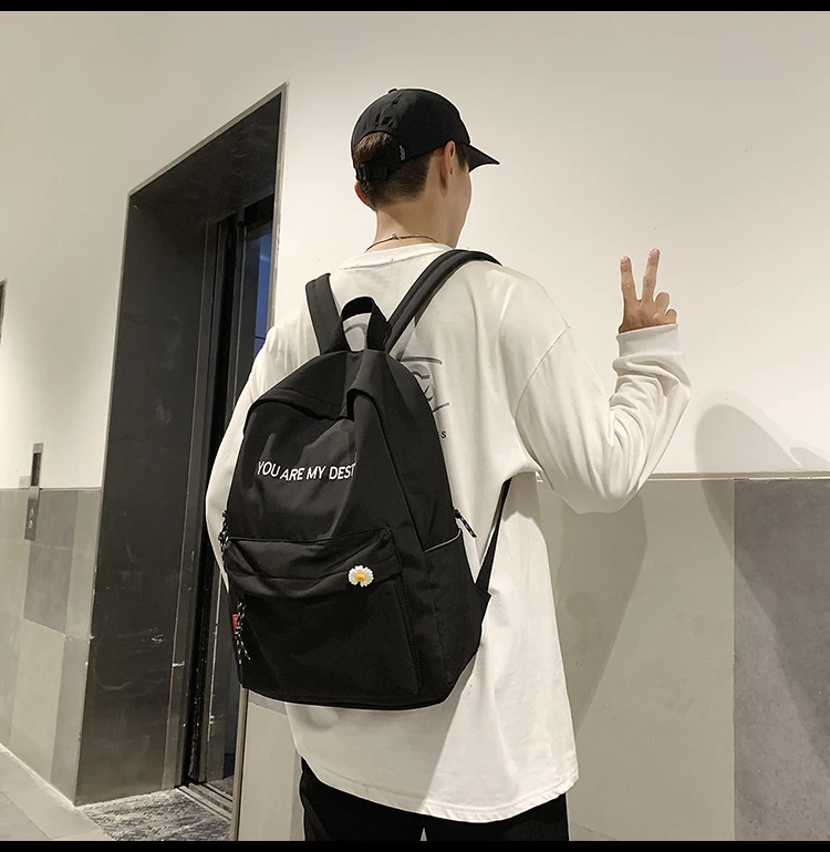 

BB707 2021 new men's and women's Solid color + letter printing large-capacity backpack