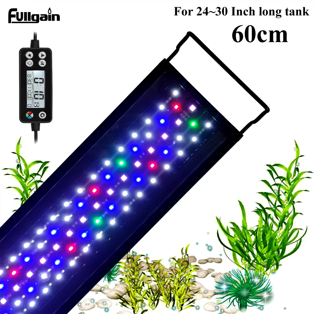 

Fullgain 60cm For 24~30inch Dimmable Wrgb LCD Aquarium Lights Waterproof and Extendable Aqua Plants Growth Fish Tank lightings