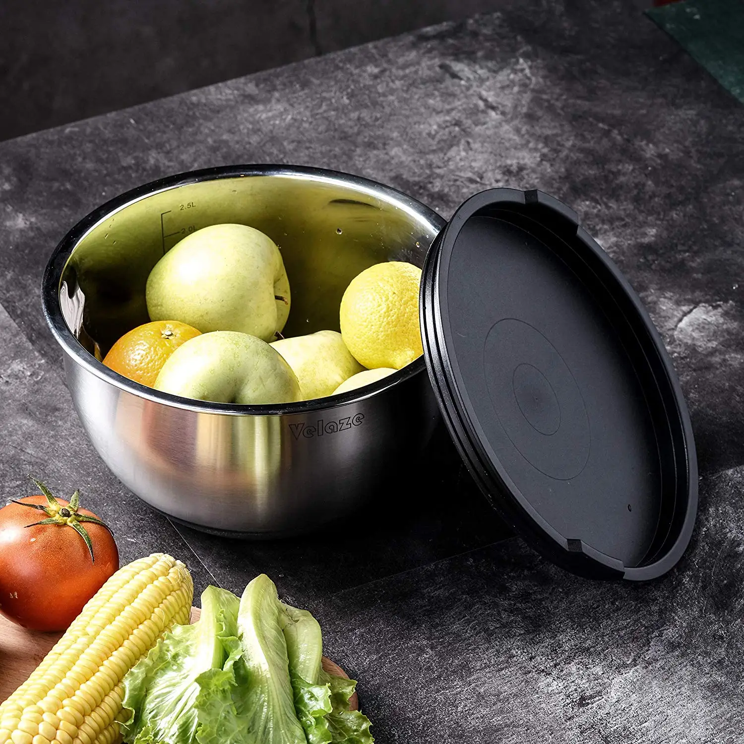 Набор из 5 нескользящих микшеров для салата Velaze нержавеющей стали с теркой и