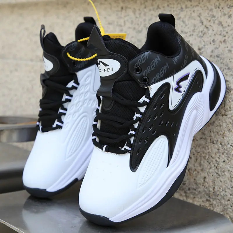 

High-top Man Basketball Shoes Men's Air Cushion Light Basketball Sneakers Anti-skid Breathable Outdoor Sports Basketball Shoes