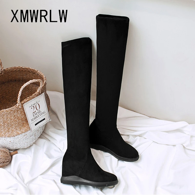 

XMWRLW Stretch Leather Women's High Boots Autumn Winter Hidden Heel Over the Knee Boots For Women Winter Shoes Ladies High Boot