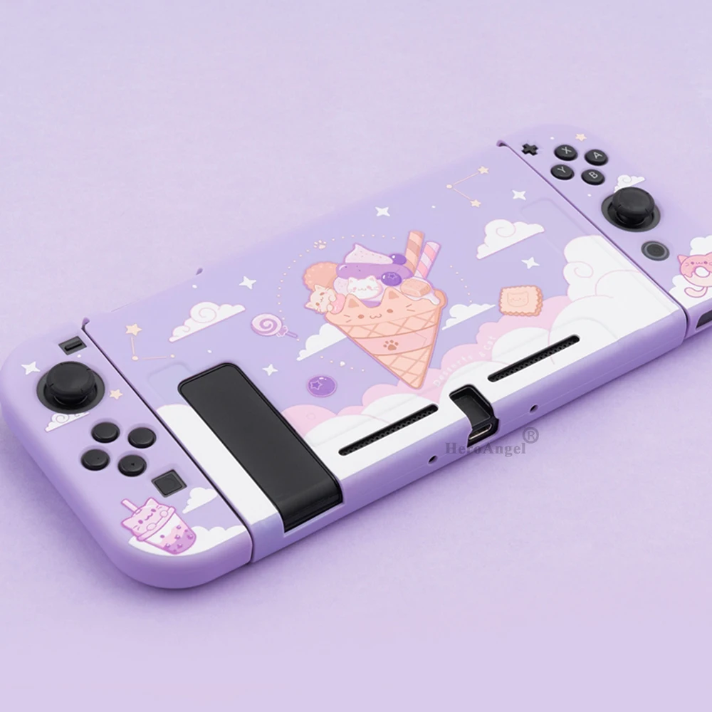 

For Nintendo Switch Case Cute Purple Ice Cream TPU Soft Cover Back Girp Protective Shell for Nintendo Switch Accessories Dropshi