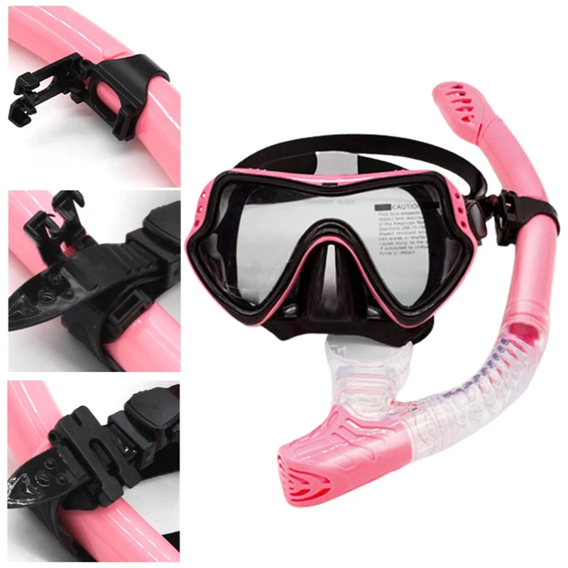 

Underwater Scuba Snorkeling Set Silicone Skirt Three-Lens Panoramic Scuba Diving Mask Dry Snorkel for Adults