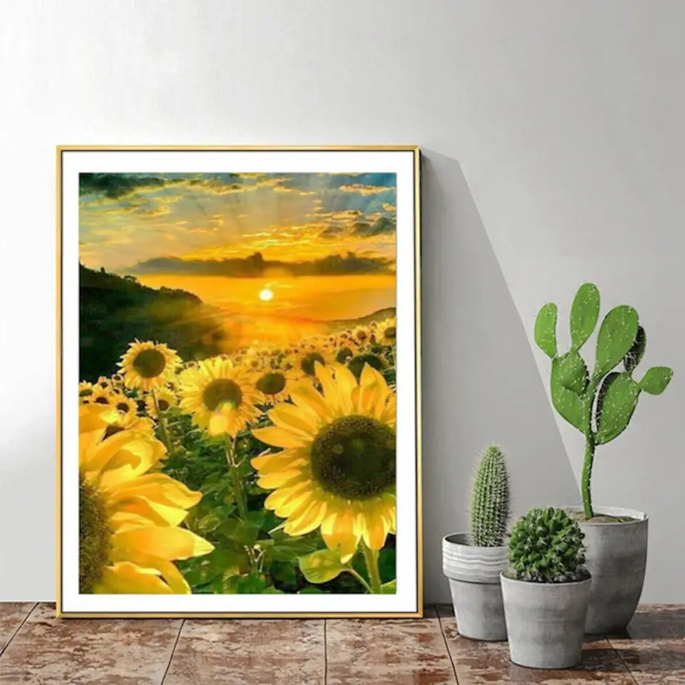 

5D DIY full square round diamond embroidery "sunflower" diamond painting cross stitch water diamond home decoration gift sewing