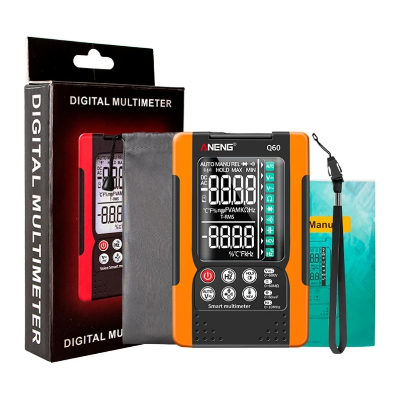 

Digital Multimeter 6000 Counts True RMS Auto Ranging Voltmeter Voltage Resistance Continuity Hz Capacitance Diode Tester