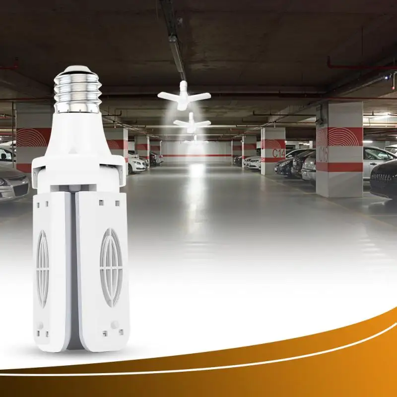 

30/40W LED Garage Lights Foldable E26 Bulb 3/4 Adjustable Fan Blades Deformable Workshop Warehouse Ceiling Lighting Night Light
