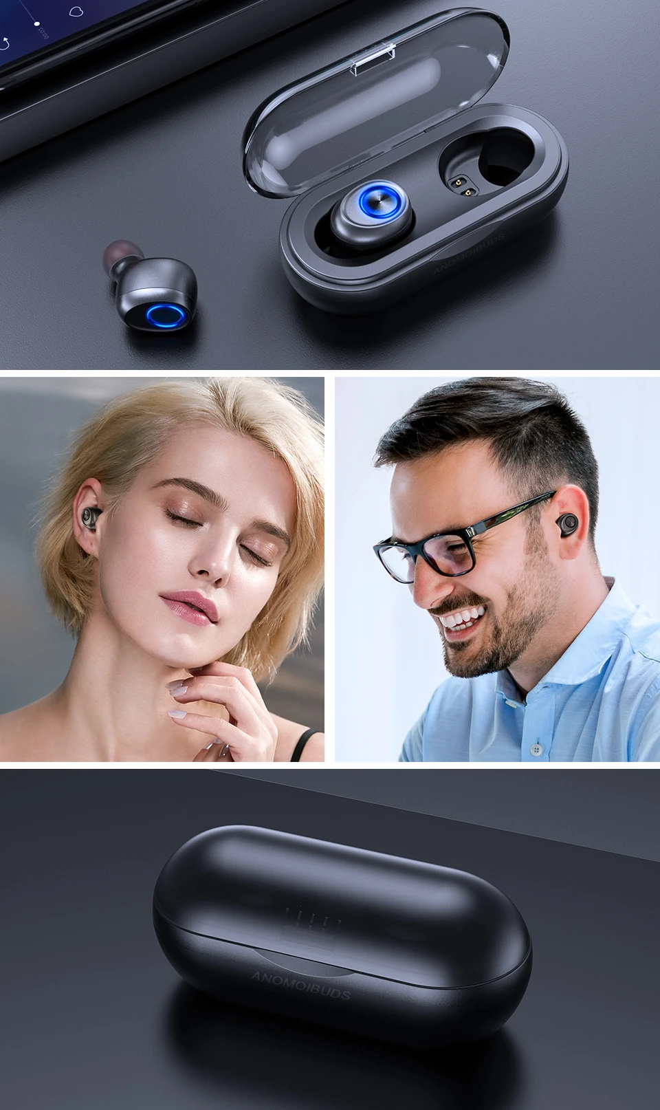 Anomoibuds капсулы TWS беспроводные наушники V5.0 Bluetooth наушники бас стерео звук спортивные наушники для samsung Xiaomi Iphone