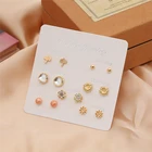 Женские Геометрические серьги-подвески, серьги с золотыми бусинами и кристаллами, 7 пар, 2021