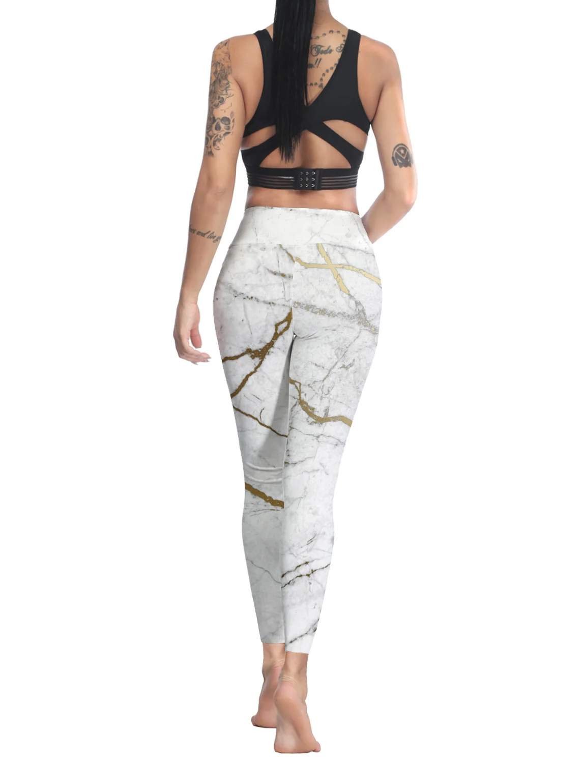 Женские леггинсы для фитнеса золотистые бодибилдинга с мрамором | Женская одежда