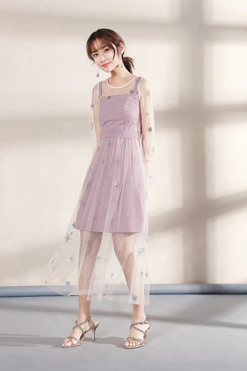 Uney прозрачный сетчатый костюм из двух предметов женское розовое платье феи 2020