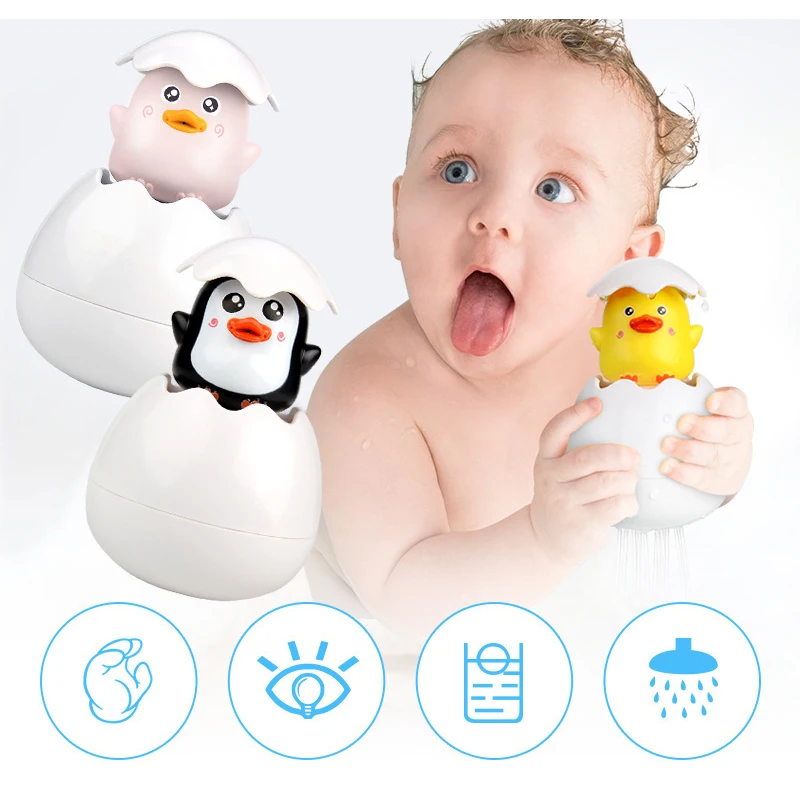 Baby Shower игры летняя животное Ванны плавающий яйцо спрей водные игрушки для ванной