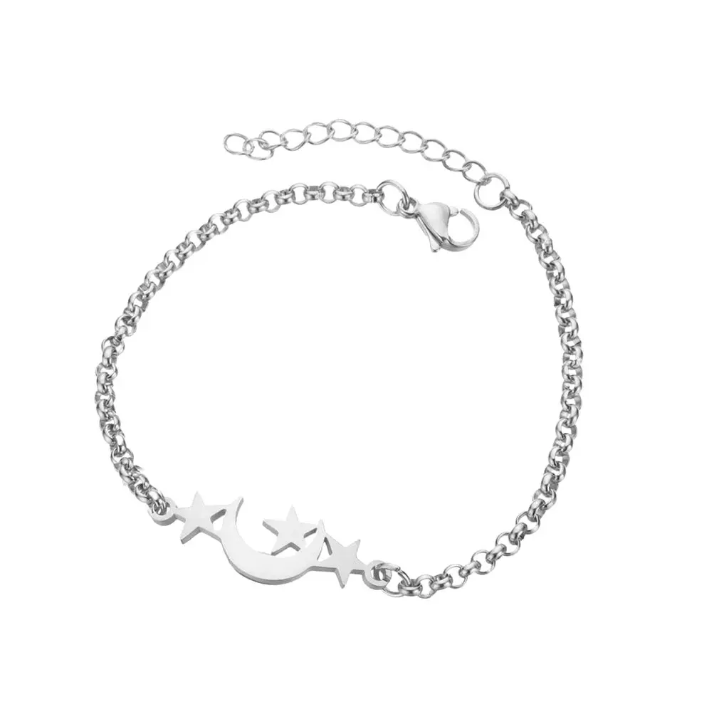 

Stainless Steel Star Moon Shape Bracelet Hypoallergenic Bracelet For Ladies Female Decorative Accessories