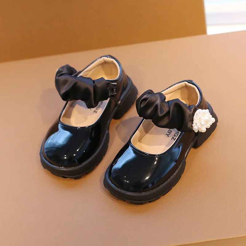 

Girl's Pearl Floral Leather Shoes Children's Party Wedding Kids Shoes Fashion Sweet Non-Slip Casual Flat Shoes G431