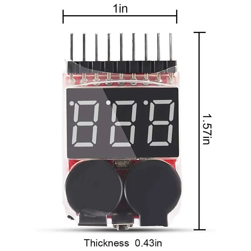 

8 Pieces 2-In-1 Lipo Battery Voltage Tester Low Voltage Buzzer Alarm Battery Capacity Indicator Monitor