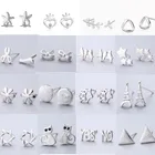 Серьги-гвоздики женские из серебра 925 пробы, с короной и листьями