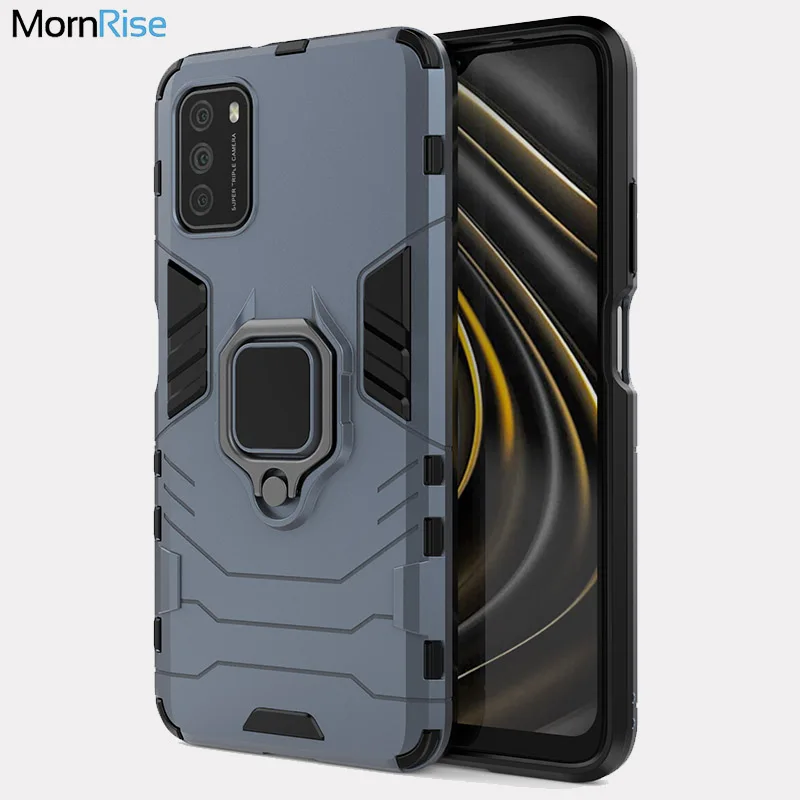 

For Xiaomi MI POCO M3 Case Hybrid Rugged Armor Kickstand With Metal Finger Ring Shock Proof Cover For Xiomi POCCO M4 Pro Cases