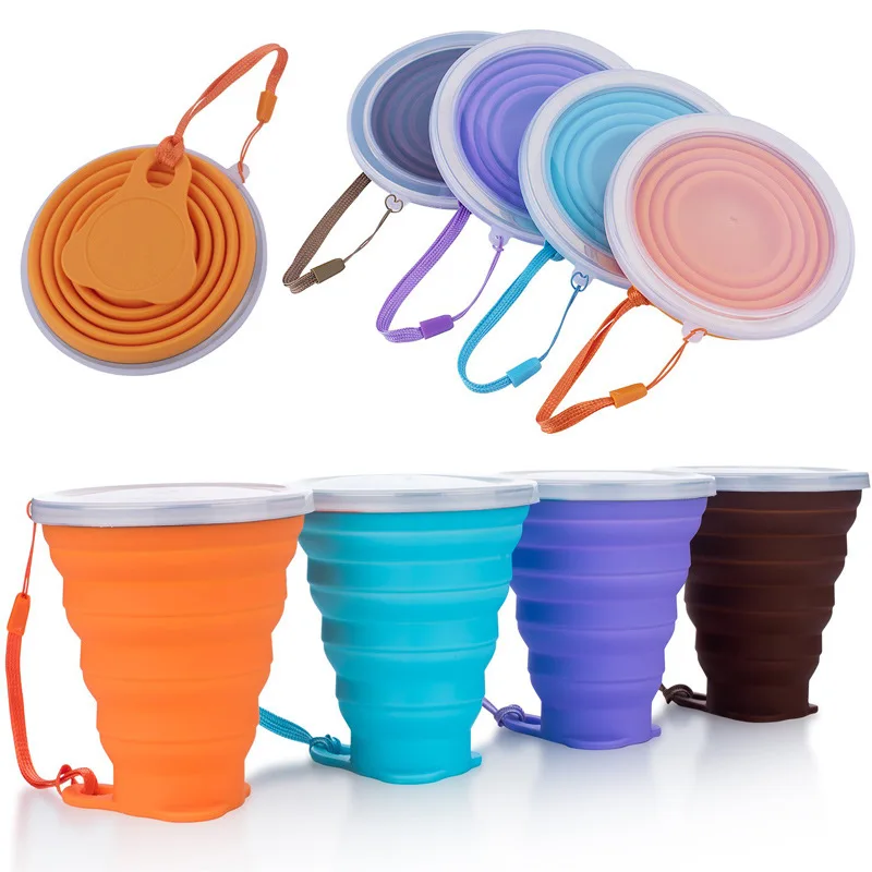 

Creative and simple wash cup, insulated cup, coffee cup, silicone explosion-proof folding cup with lid