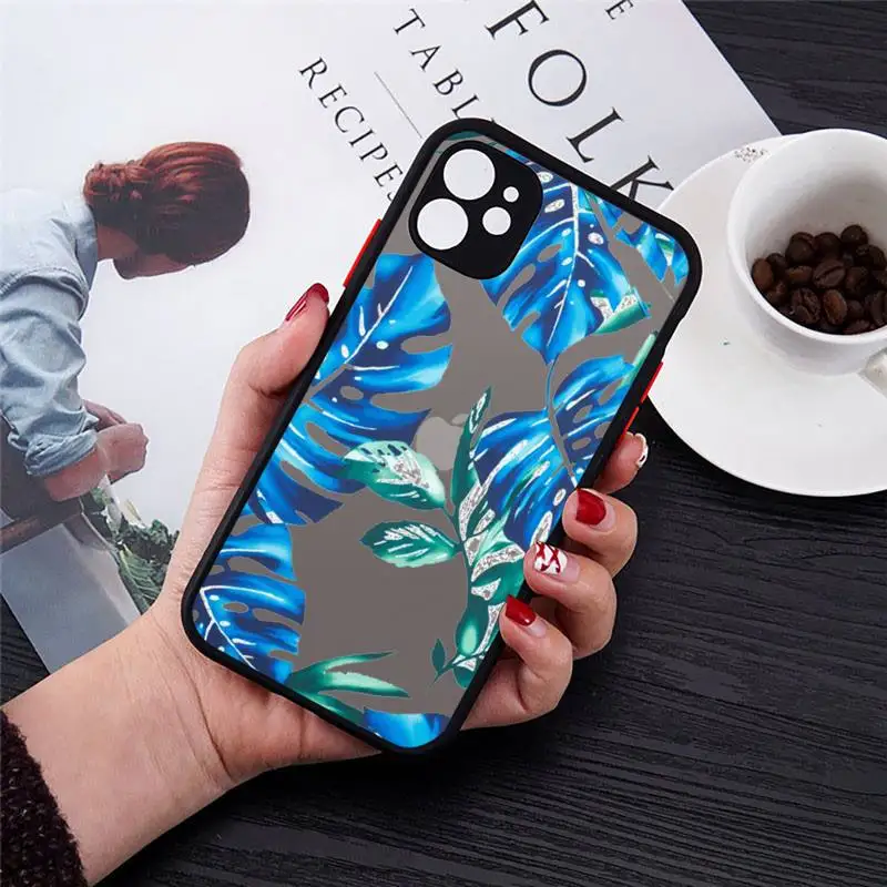 

Retro Floral Leaf Phone Cases matte transparent For iphone 7 8 11 12 plus mini x xs xr pro max cover