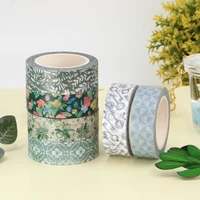 1 roll 15mm10m spring leaves colorful flowers grid key decorative washi tape diy scrapbooking masking tape school office supply