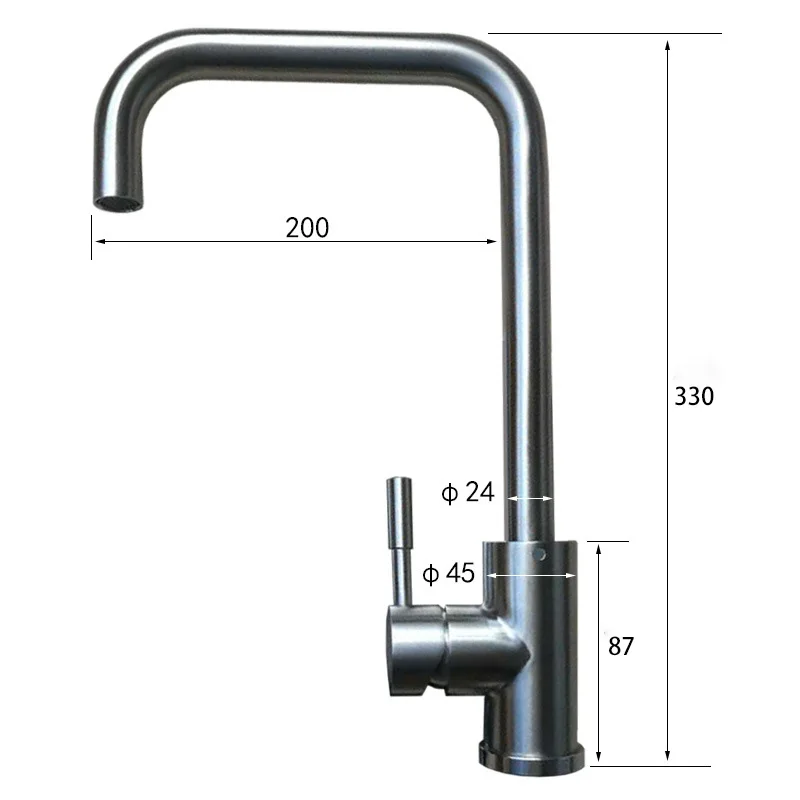 

87mm Main Body Welded Kitchen Faucet 304 Stainless Steel Sink Single Handle Taps Rotatable Mixed Water Hot And Cold Water Taps