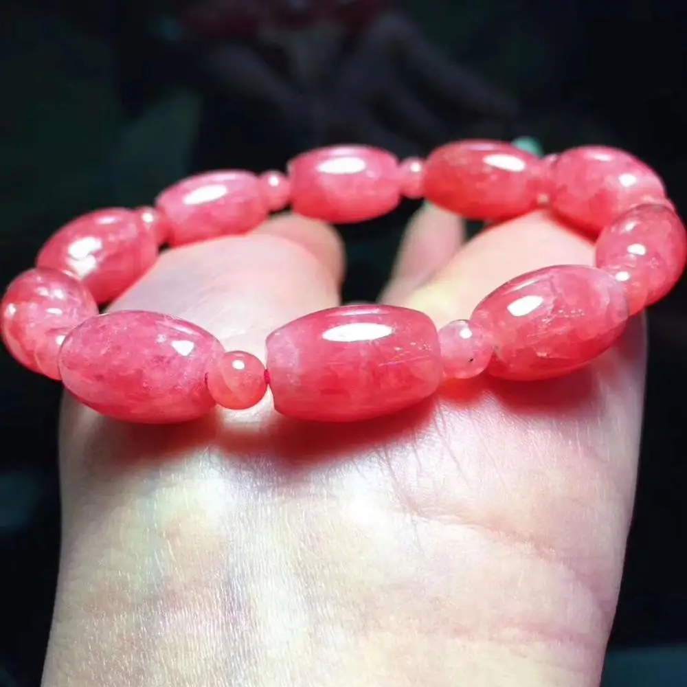 

Certificate Natural Rose Ice Rhodochrosite Gemstone 14x10mm Barrel Beads Bracelets Women Love Rhodochrosite Jewelry AAAAA