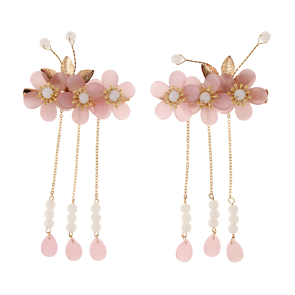 

2pcs Women Retro Flower Hairpin Tassel Hair Clip Chinese Hair Accessories