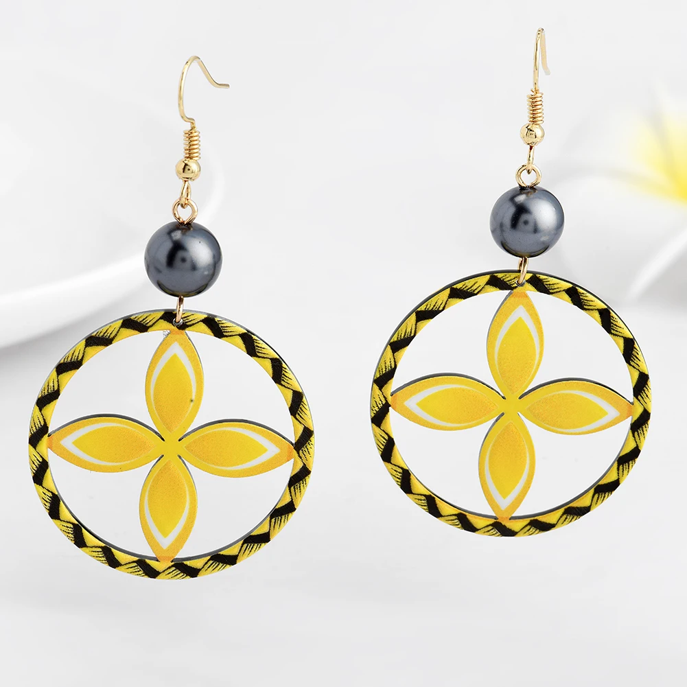

Cring Coco Acrylic Earrings 2021 Unique Design Hawaiian Ethnic Resin Circle Drop Dangle Earring for Women Girl Party Jewelry