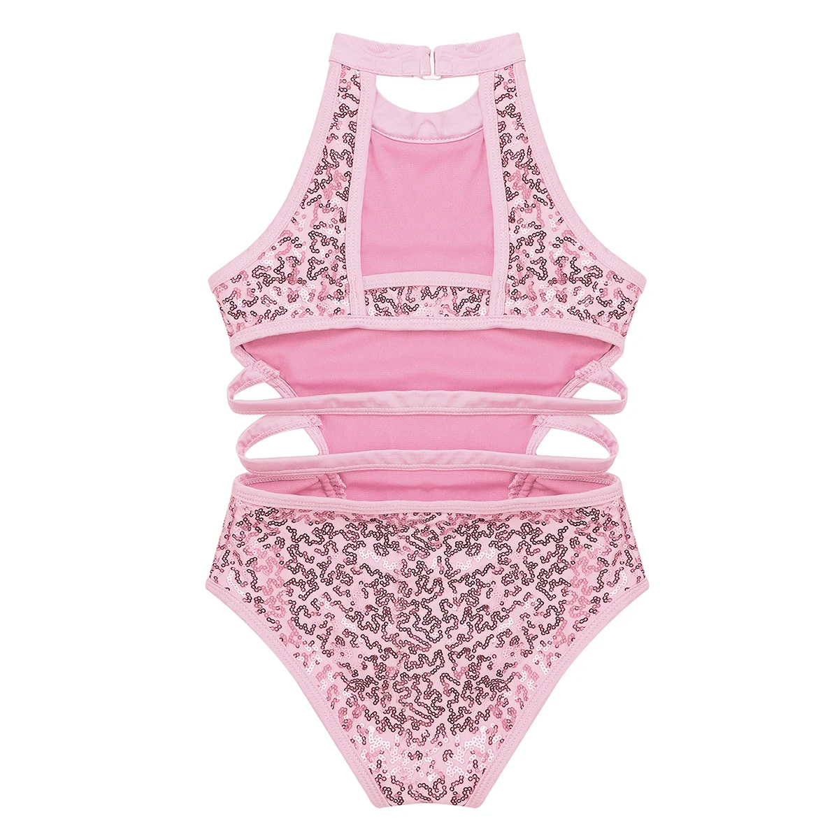 Детские блестящие леотарды для балета девочек без рукавов с лямкой на шее и