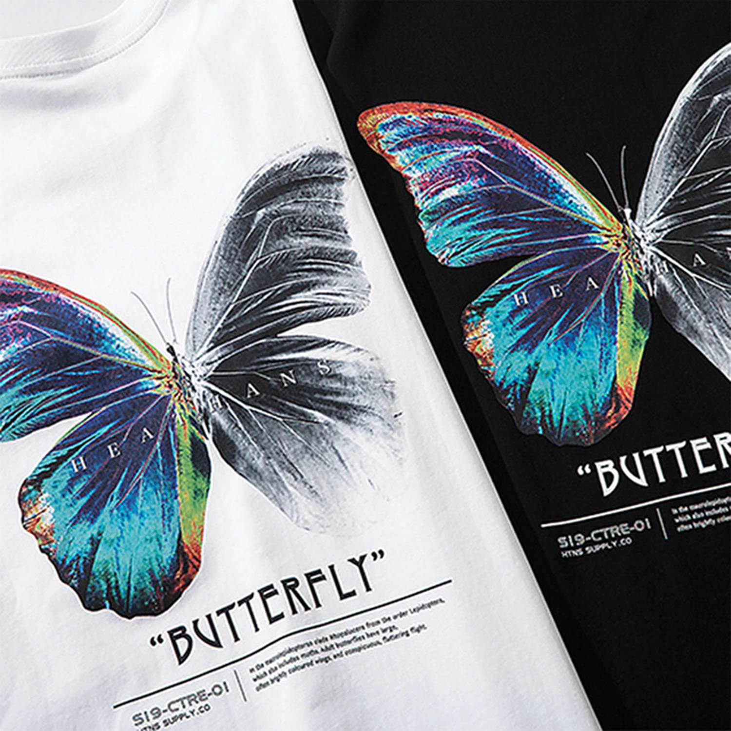 Футболка мужская оверсайз с принтом бабочки повседневная хлопковая рубашка