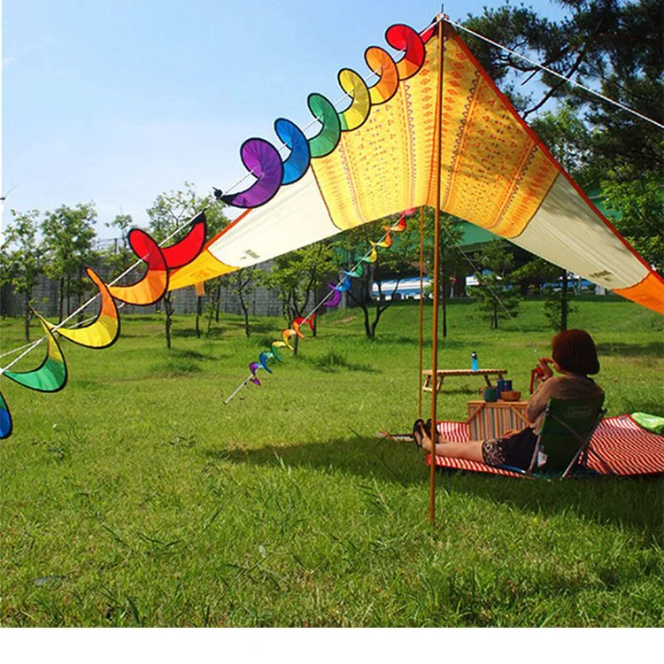 Цветная Спиральная Ветряная мельница нейлоновый Радужный Спиннер для палаток