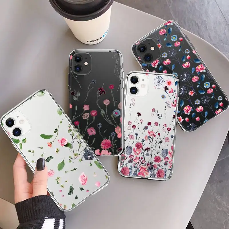 

Cute flower creative Phone Case For iPhone 13 12 11 8 7 Pro Max Plus X XS XR MINI transparent clear New